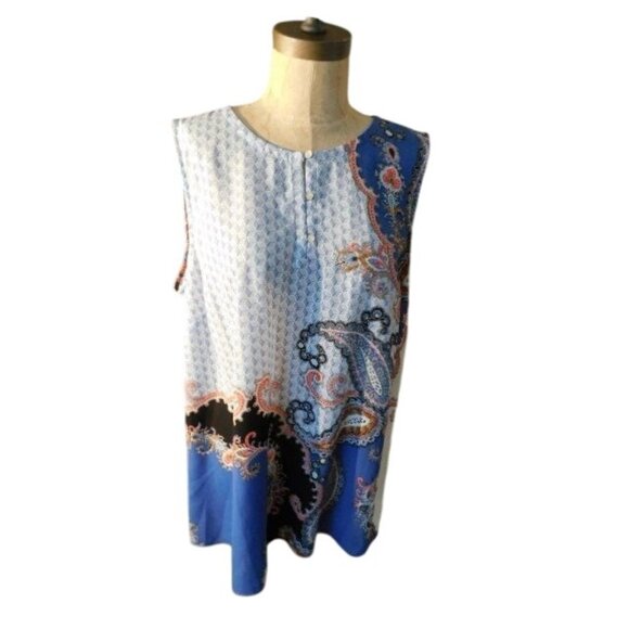 J. Jill Size L Large Boho Sleeveless Print Blouse Top - Picture 1 of 3